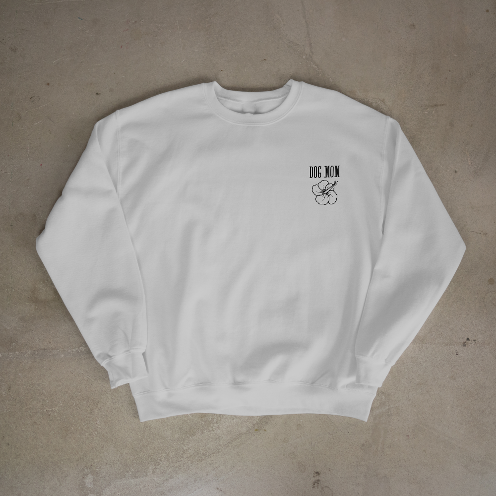 Hibiscus Dog Mom Crewneck - Heather Gray